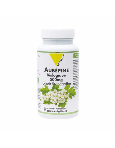 Aubépine bio 500 mg extrait standardisé – 60 gélules végétales – VIT'ALL+
