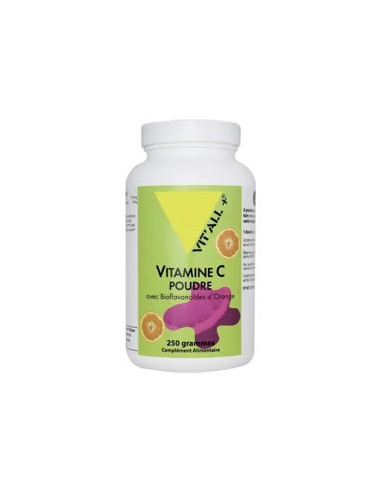 Vitamine C poudre + bioflavonoïdes – 250 g – VIT'ALL+