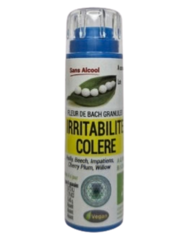 Irritabilité colère - Fleur de Bach BIO granules - 130 granules - COMPLEXE BACH - KOSMEO FLEURS DE BACH 