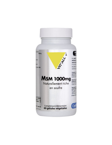 MSM (méthyl-sulfonyl-méthane) 1000 mg – 60 gélules végétales – VIT'ALL+