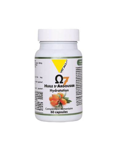 Oméga 7 huile d'argousier 500 mg – 60 capsules végétales – VIT'ALL+
