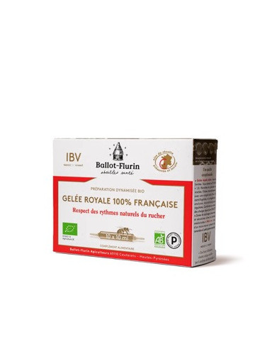 Préparation dynamisée gelée royale française bio – 10 ampoules x 10 ml – BALLOT-FLURIN