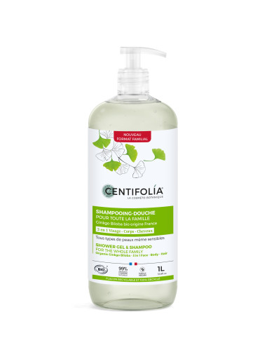 Shampooing-douche pour toute la famille bio – Flacon pompe 1 L – CENTIFOLIA