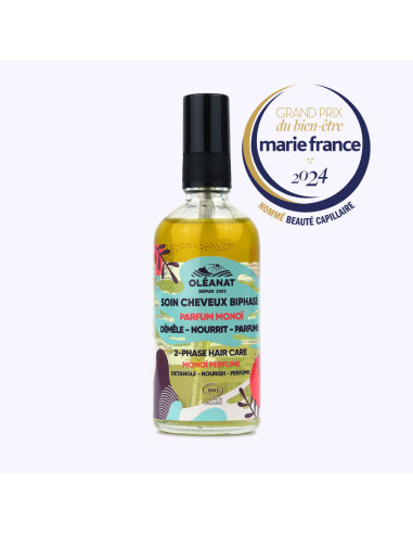 Soin capillaire biphase sans rincage parfum Monoi- 100 ml- OLEANAT