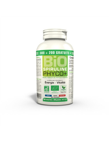 Spiruline BIO 500 mg phyco - 1000 comprimés - LT LABO
