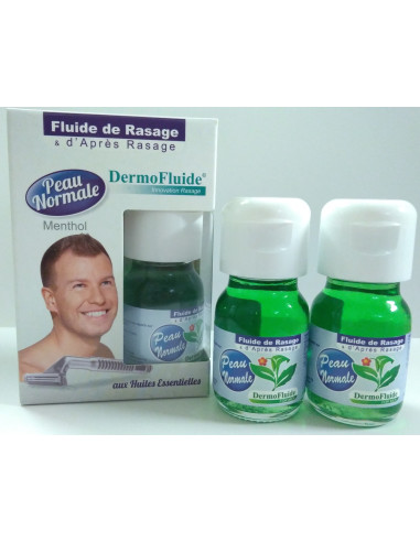 Fluide de rasage et d’après-rasage Menthol – Peau normale – 60 ml (30 + 30 ml) – DERMOFLUIDE