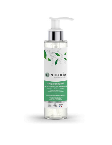 Gelée nettoyante purifiante fraîcheur de thé bio – Flacon pompe 145 ml – CENTIFOLIA